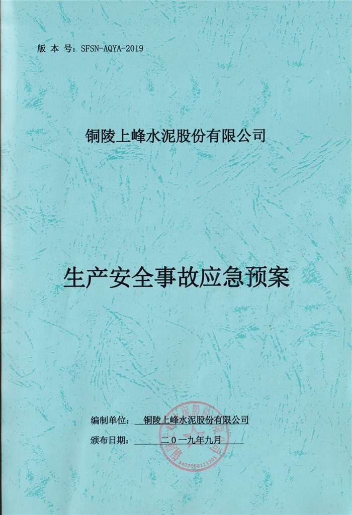 2019年銅陵上峰水泥股份有限公司生產(chǎn)安全事故應急預案.jpg